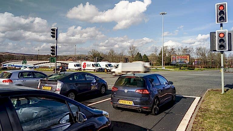 Stationary traffic at traffic light