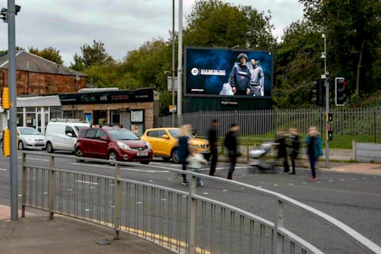 JD sport advertisement on traffic light crossing Crow Road